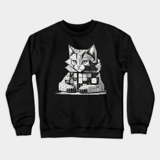 Cat Made of Blocks Crewneck Sweatshirt